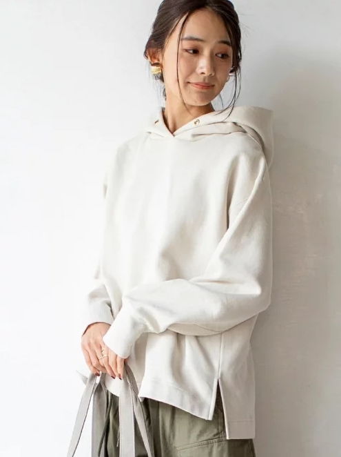 CVC裏起毛スリットパーカー(フーディ)