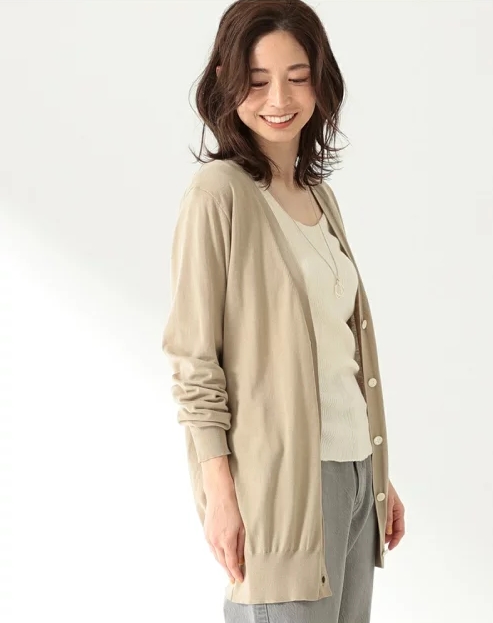 コットンシルク ロングカーディガン