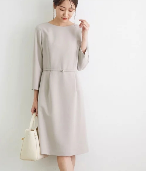 ストレッチ9分袖ワンピース