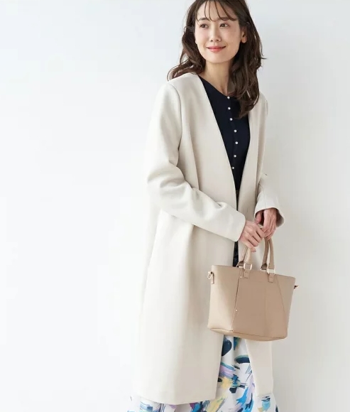 ダンボールニットカラーレスコート