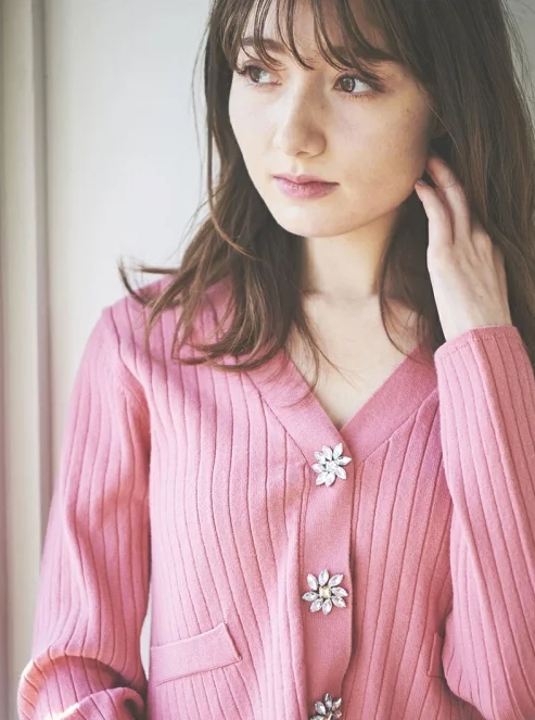 リブビジューVカーディガン