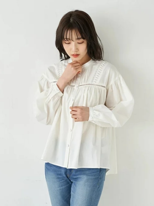 ロマンティックねじりタックブラウス