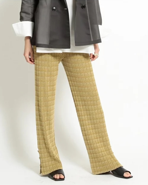 ボーダー リブ ニット パンツ