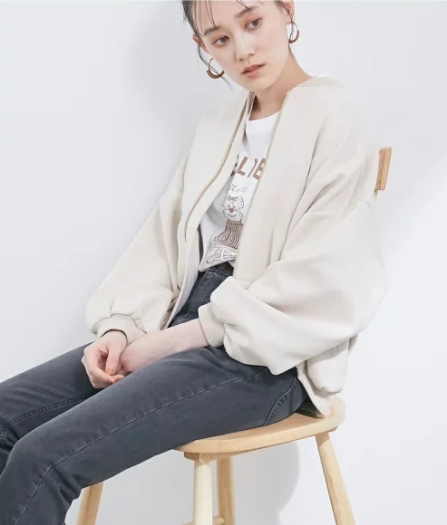 合皮&エコスエードボリュームブルゾン