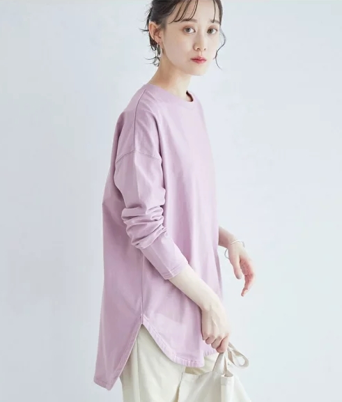 シルエットスッキリUSAコットンロングTシャツ