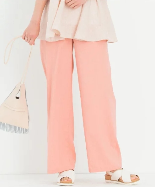 リネンビスコースストレッチストレートパンツ