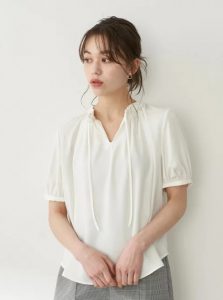 とろみ2way半袖ブラウス