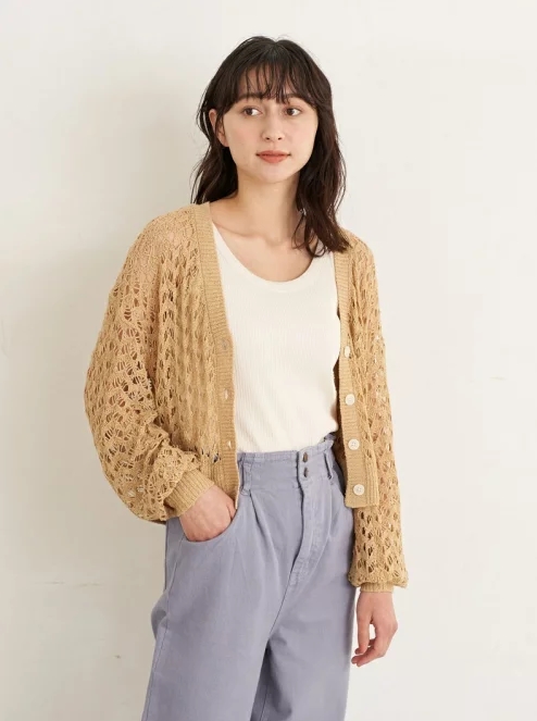 テープヤーンニットカーディガン