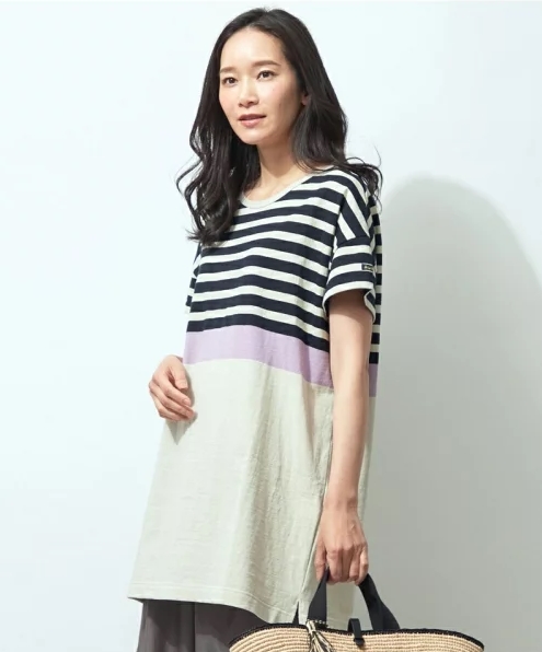 Le Minor(ルミノア) ボーダーチュニック丈 カットソー