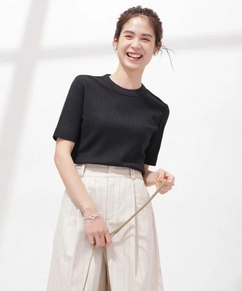 Anti Soaked 汗染み防止 リブTシャツ 半袖