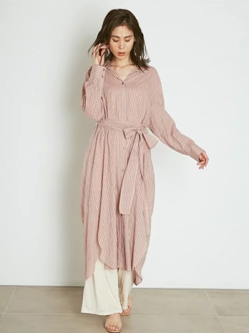 バリエストライプロングシャツ