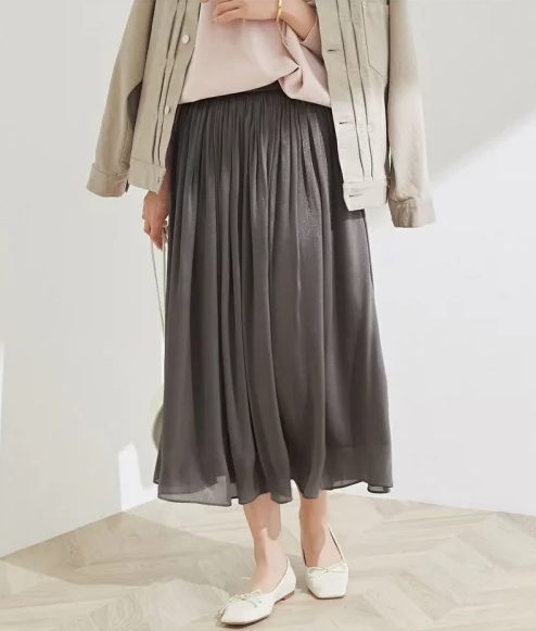 グロッシー楊柳ギャザースカート