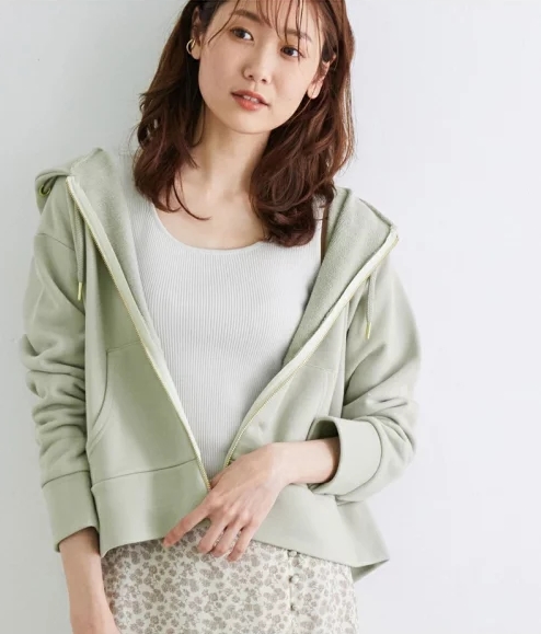 裏毛ジップショートフーディー