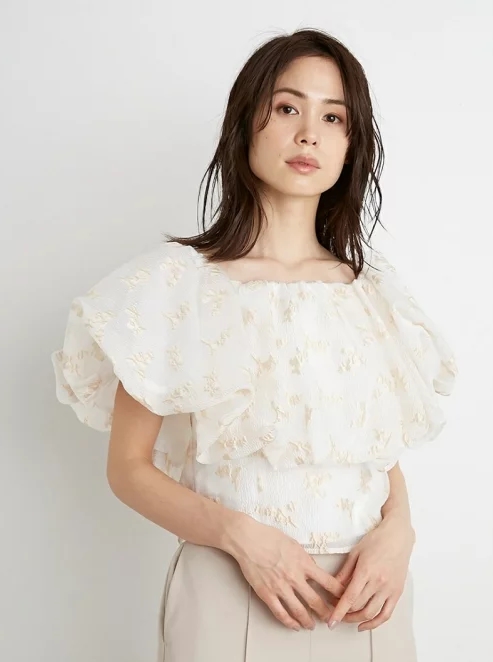 ジャカードオフショルブラウス