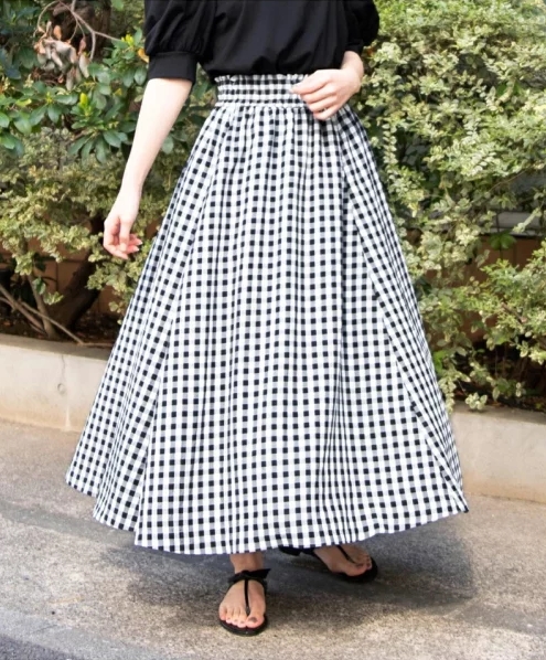 クラシカルギンガム ロングスカート
