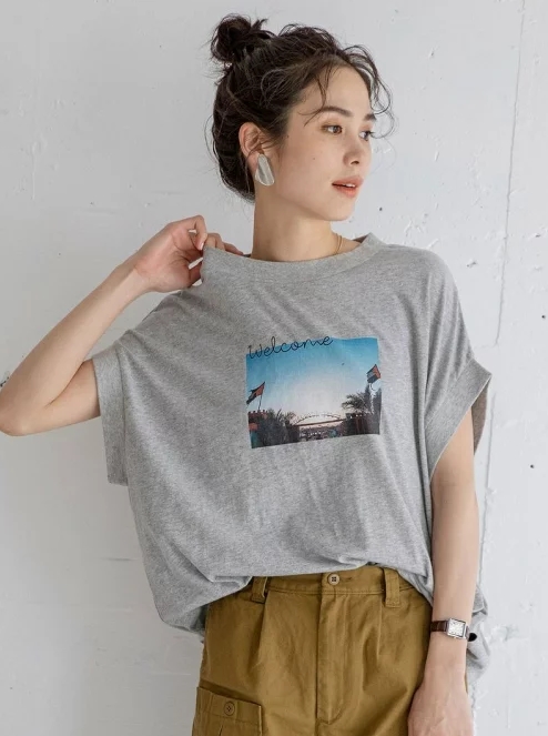 ルージーロゴ&フォトプリントTシャツ