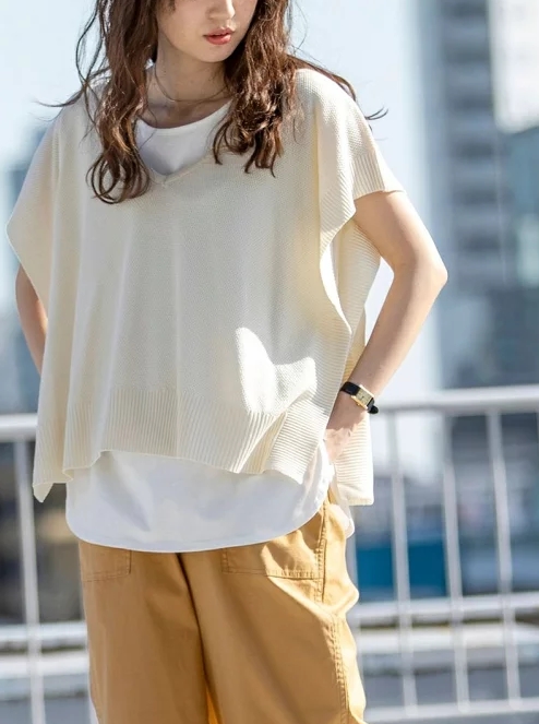 麻ライククロップドベスト*Tシャツセット