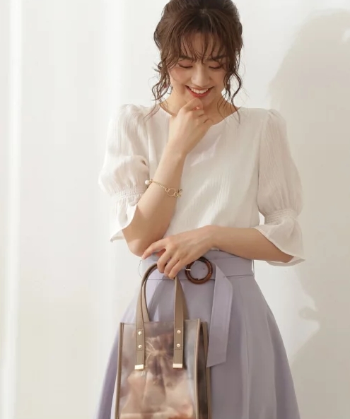 ランダムプリーツシャーリングブラウス