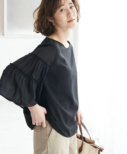 シアーフレアスリーブドッキングブラウス