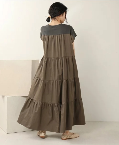 バックシャンティアードワンピース