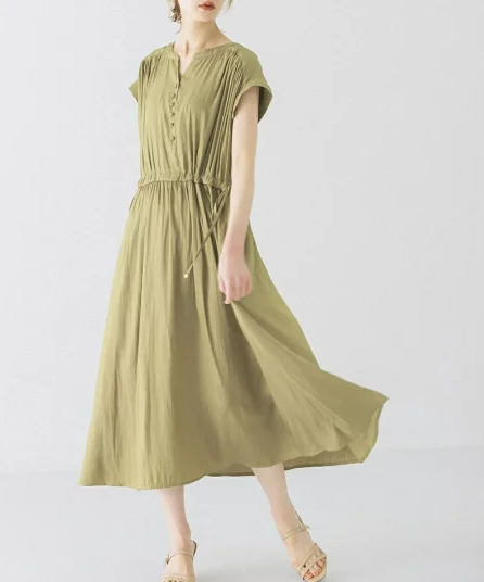 ウエストマークフレンチスリーブワンピース