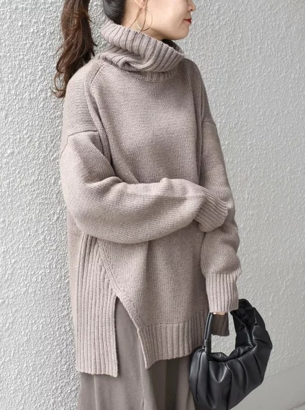 SHIPS サイドスリット タートルプルオーバー