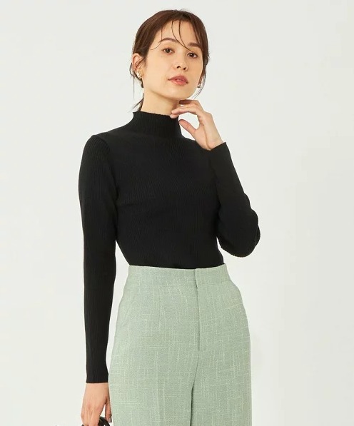 green label relaxing リブ ボトルネック ニット -ウォッシャブル-