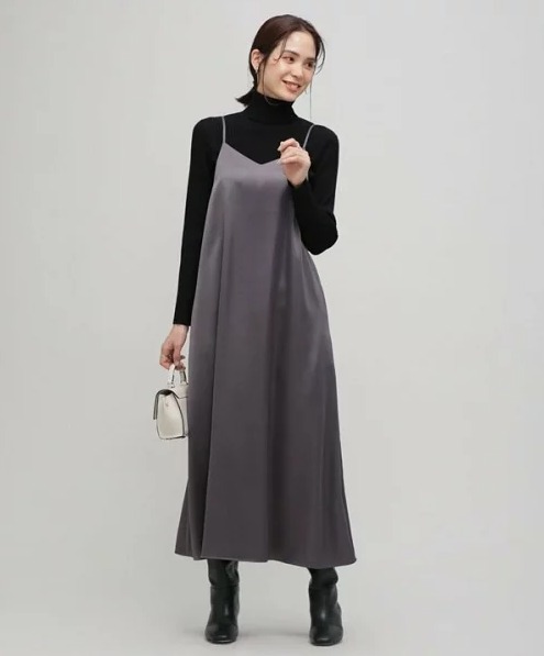 nano･universe LB.03 サテンフレアキャミワンピース