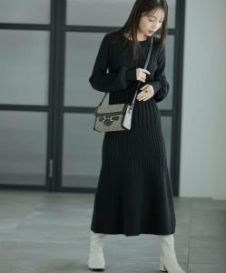 VIS ランダムリブマーメイドニットワンピース