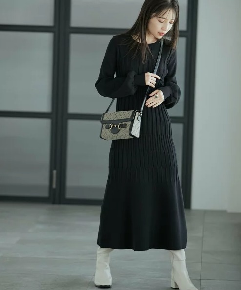 VIS ランダムリブマーメイドニットワンピース