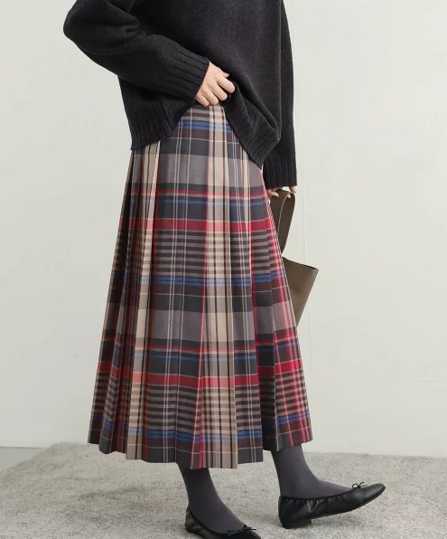 DOORS カラーチェックプリーツスカート