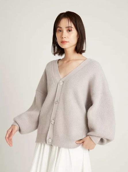 SNIDEL ビジューボタンカーディガン