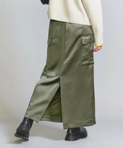 BEAUTY&YOUTH ヴィンテージライクサテン カーゴ スカート -ウォッシャブル-