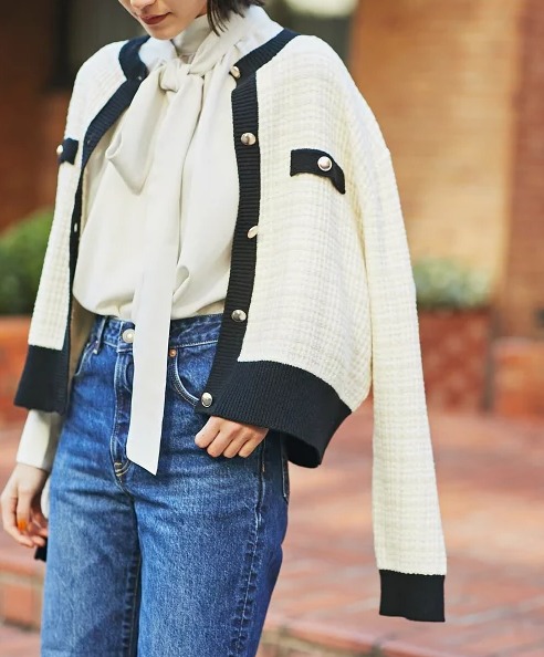 N. Natural Beauty Basic ツイードニットカーディガン