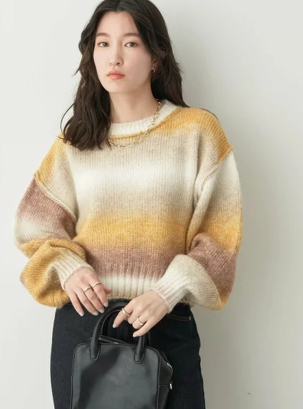 earth music&ecology グラデーションニットプルオーバー