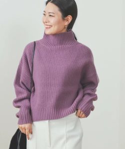 BEAMS HEART ボリュームスリーブ タートルネックニット