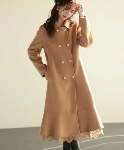 SAISON DE PAPILLON レース付きチェスターコート