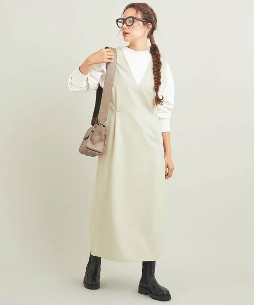 BEAUTY&YOUTH ツイードライク ジャンパースカート -2WAY/ウォッシャブル-