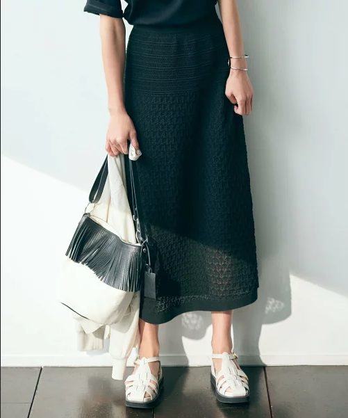 23区 リネンコットンドライ ニットフレア スカート