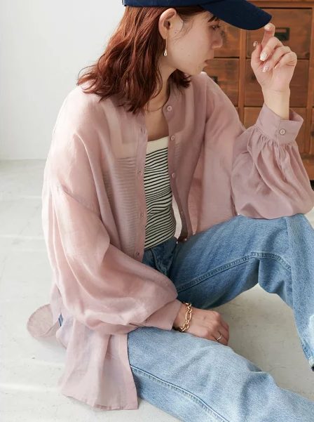 Discoat シアーバンドカラーシャツ