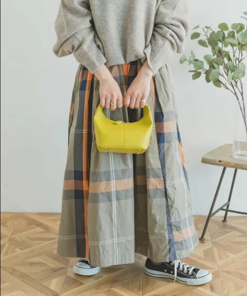 ビッグチェックギャザースカート
