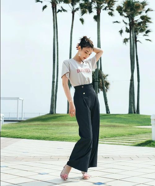 JILL by JILLSTUART デニムライク金ボタンワイドパンツ