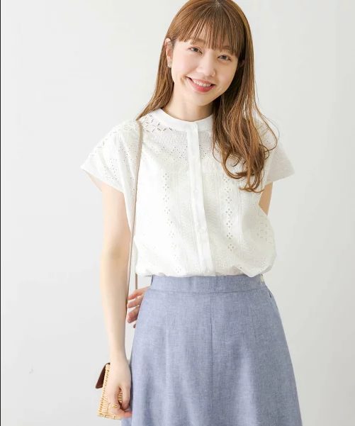 Sonny Label バンドカラーコットンレースシャツ（LA35-23R005）