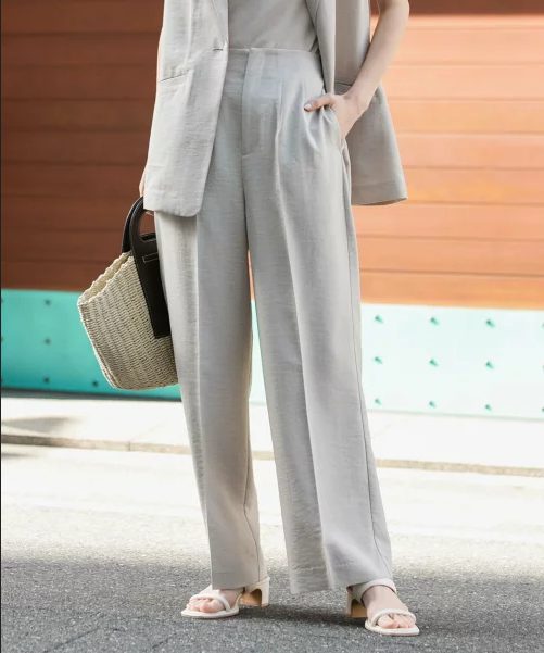 SENSE OF PLACE リネンライクハイウエストワイドパンツ