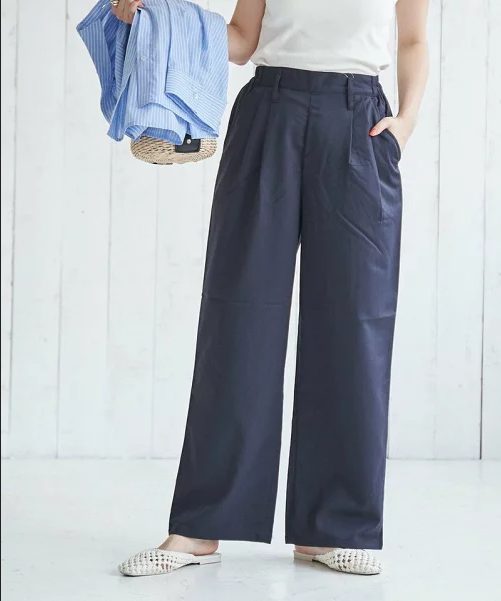 coen 接触冷感タックイージーパンツ