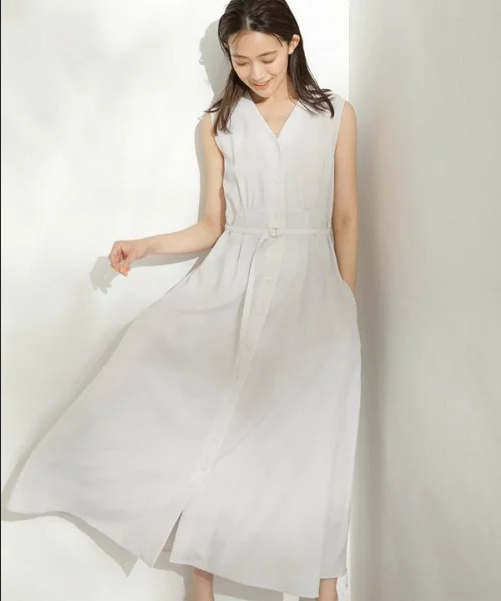 nano･universe LB.03 メランジドライ フロントボタンワンピース