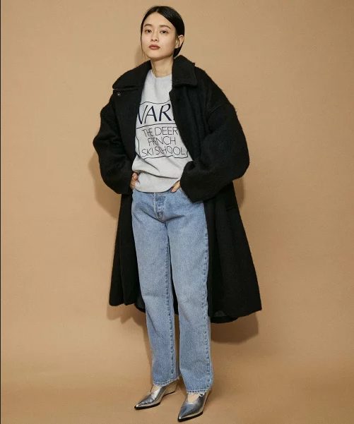 ADAM ET ROPE’ ステンカラーシャギーコート