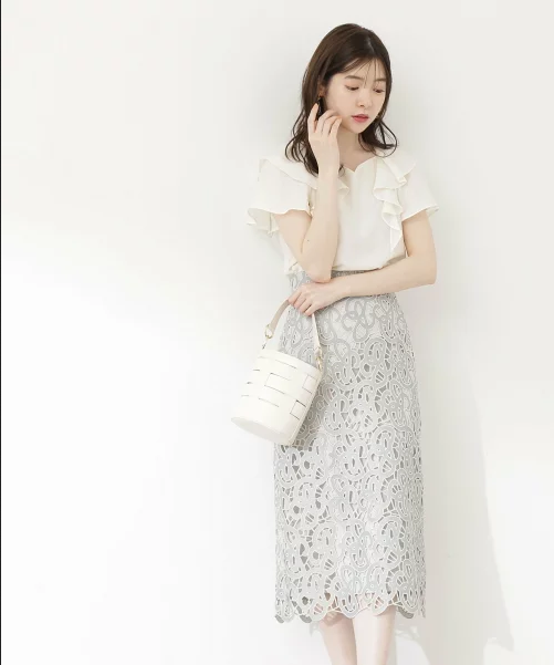 PROPORTION BODY DRESSING モノグラムケミカルレースタイトスカート