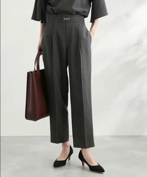 ROPE’ PICNIC ビット付麻調テーパードパンツ