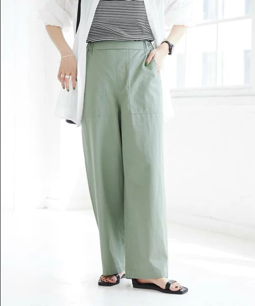 coen レーヨンリネン混イージーベイカーパンツ